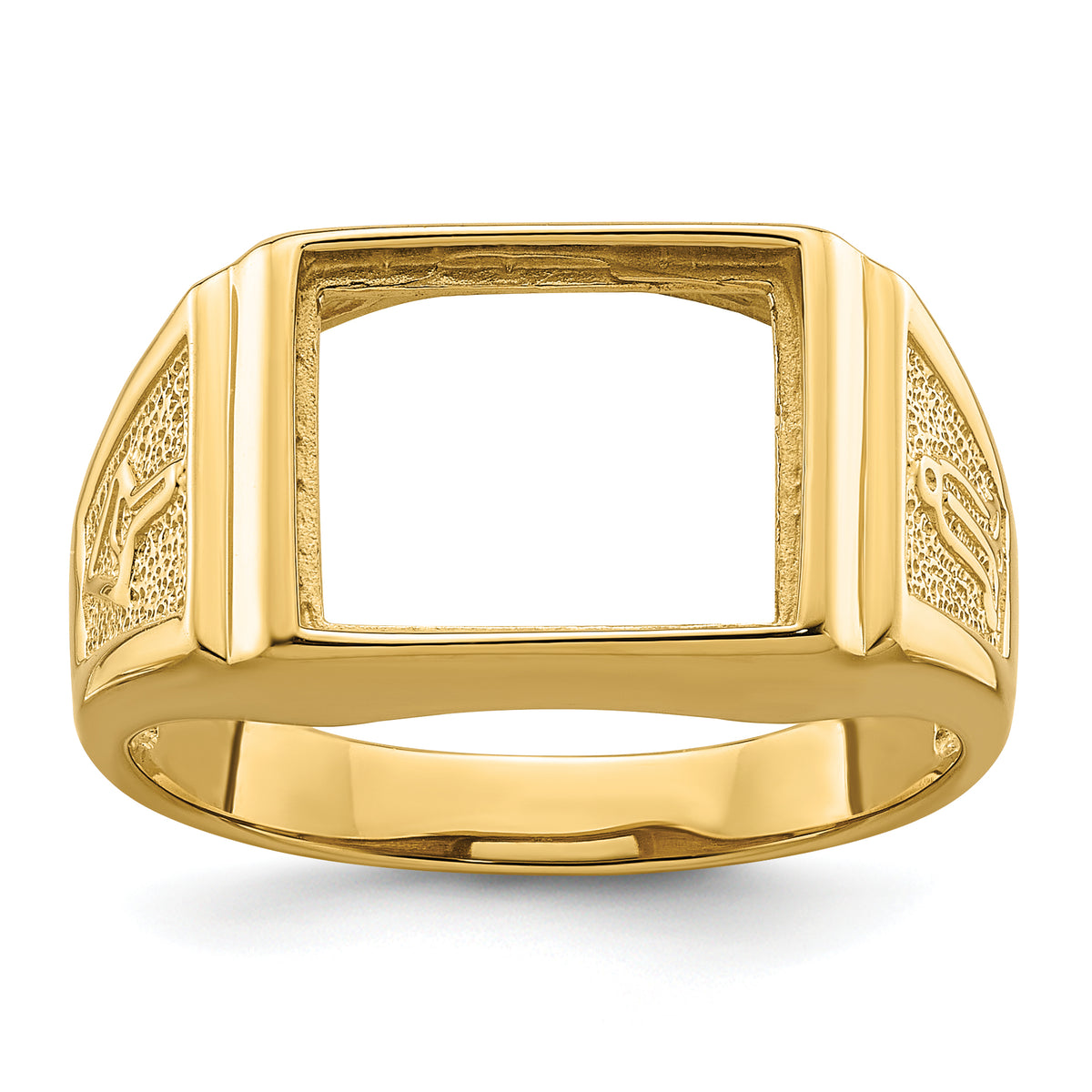 10k Men's Polished and Textured Masonic Ring Mounting