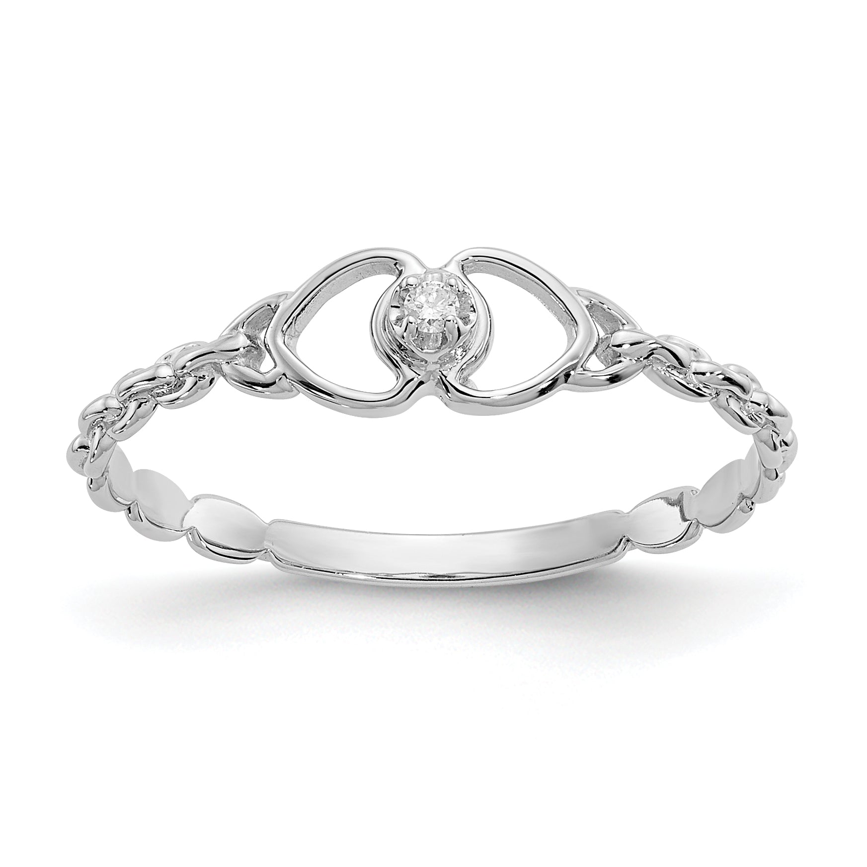 10K White Gold AA Diamond heart ring