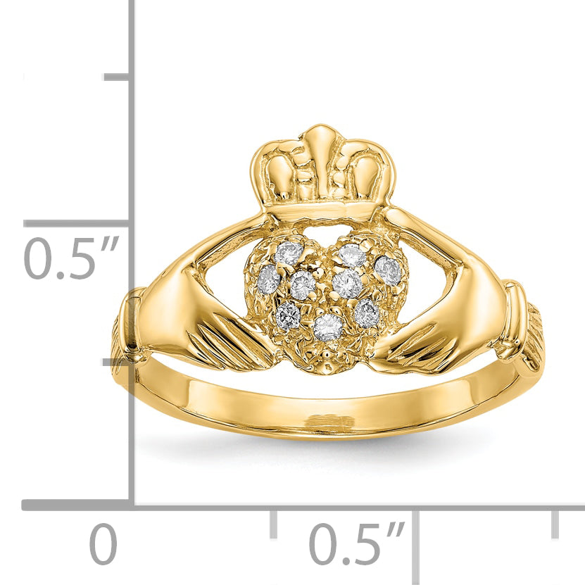 10K 1/10ct AA Diamond Claddagh Ring