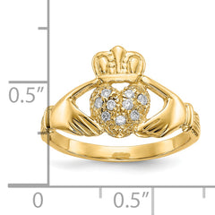 10K 1/10ct AA Diamond Claddagh Ring