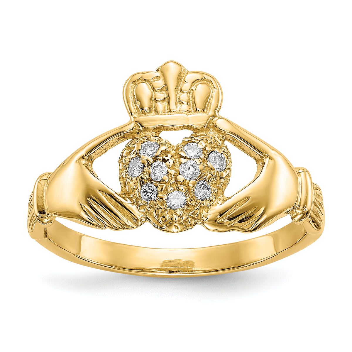 10K 1/10ct AA Diamond Claddagh Ring