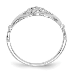 10K White Gold 1/10ct AA Diamond Claddagh Ring