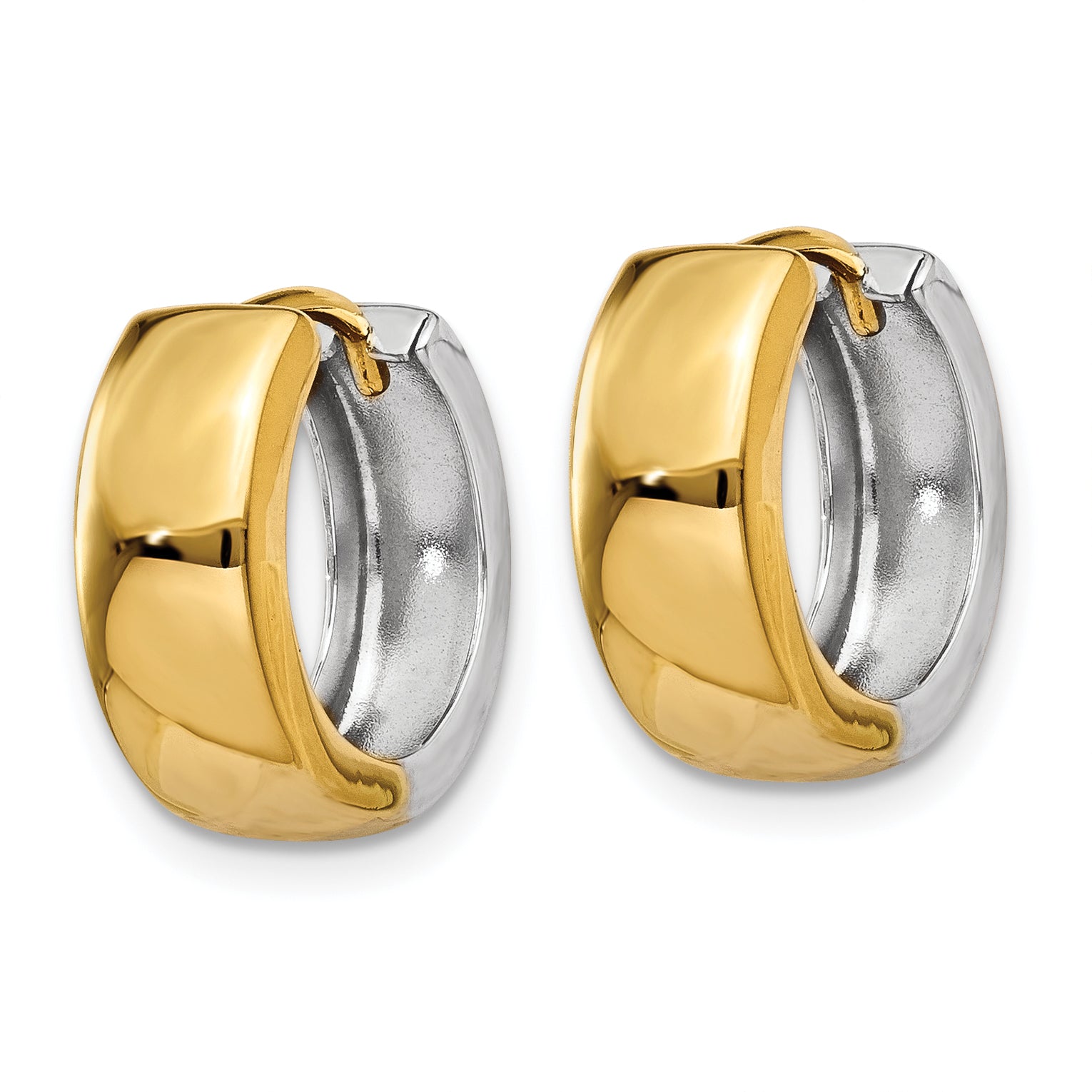 10k Two-tone Hinged Hoop Earrings