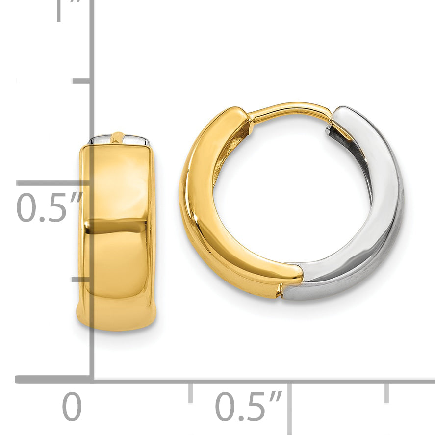 10k Two-tone Hinged Hoop Earrings