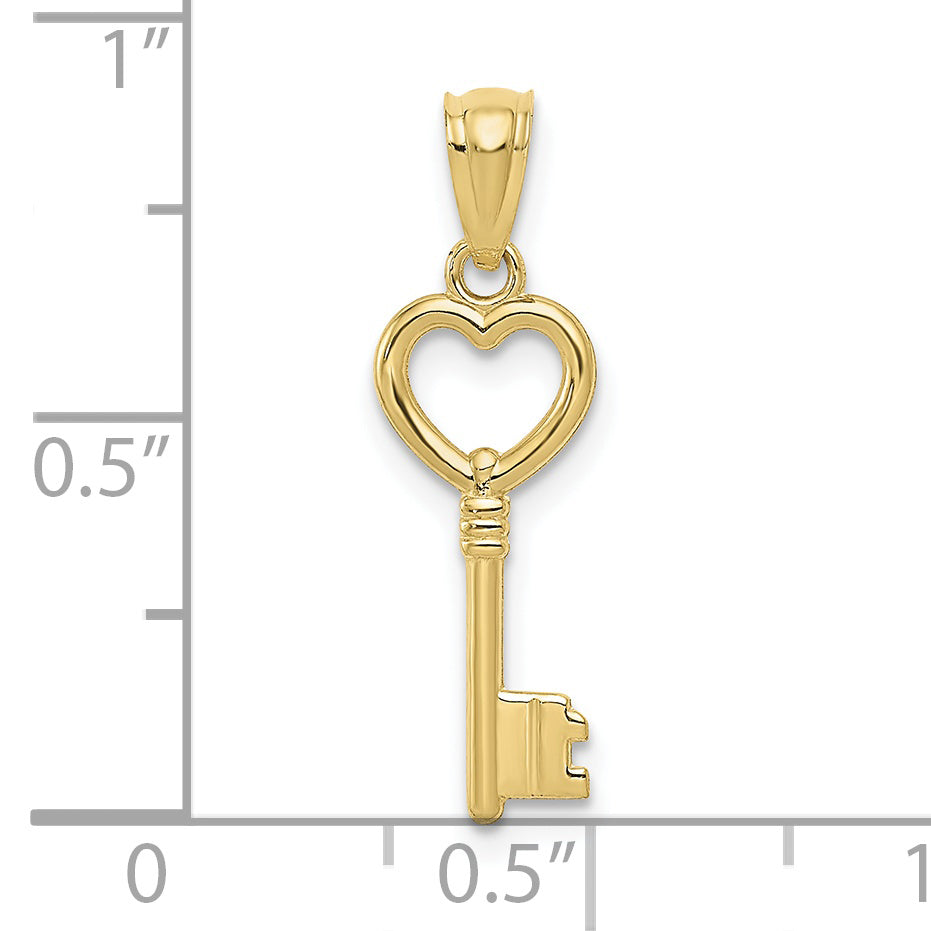 10K Polished Heart Key Charm