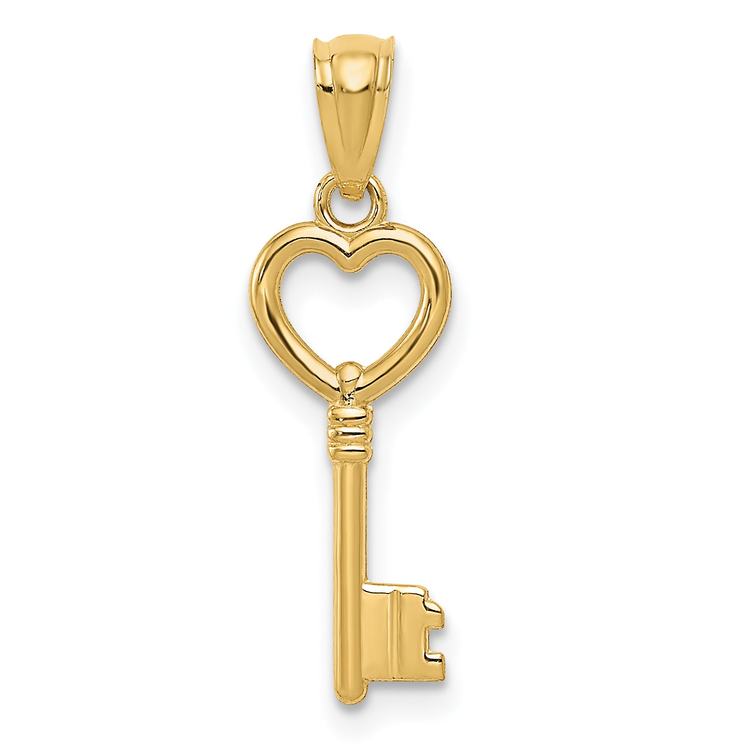 10K Polished Heart Key Charm