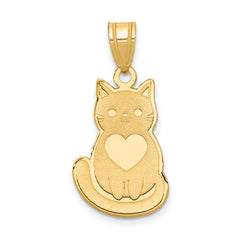 10k Laser Cut Cat with Heart Charm