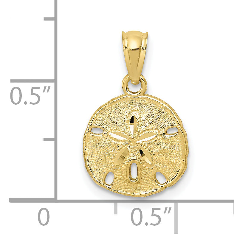 10k Gold Polished & Textured Sand Dollar Pendant