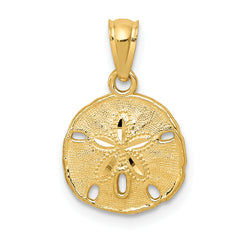 10k Gold Polished & Textured Sand Dollar Pendant