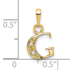 10K and Rhodium Diamond Initial G Charm