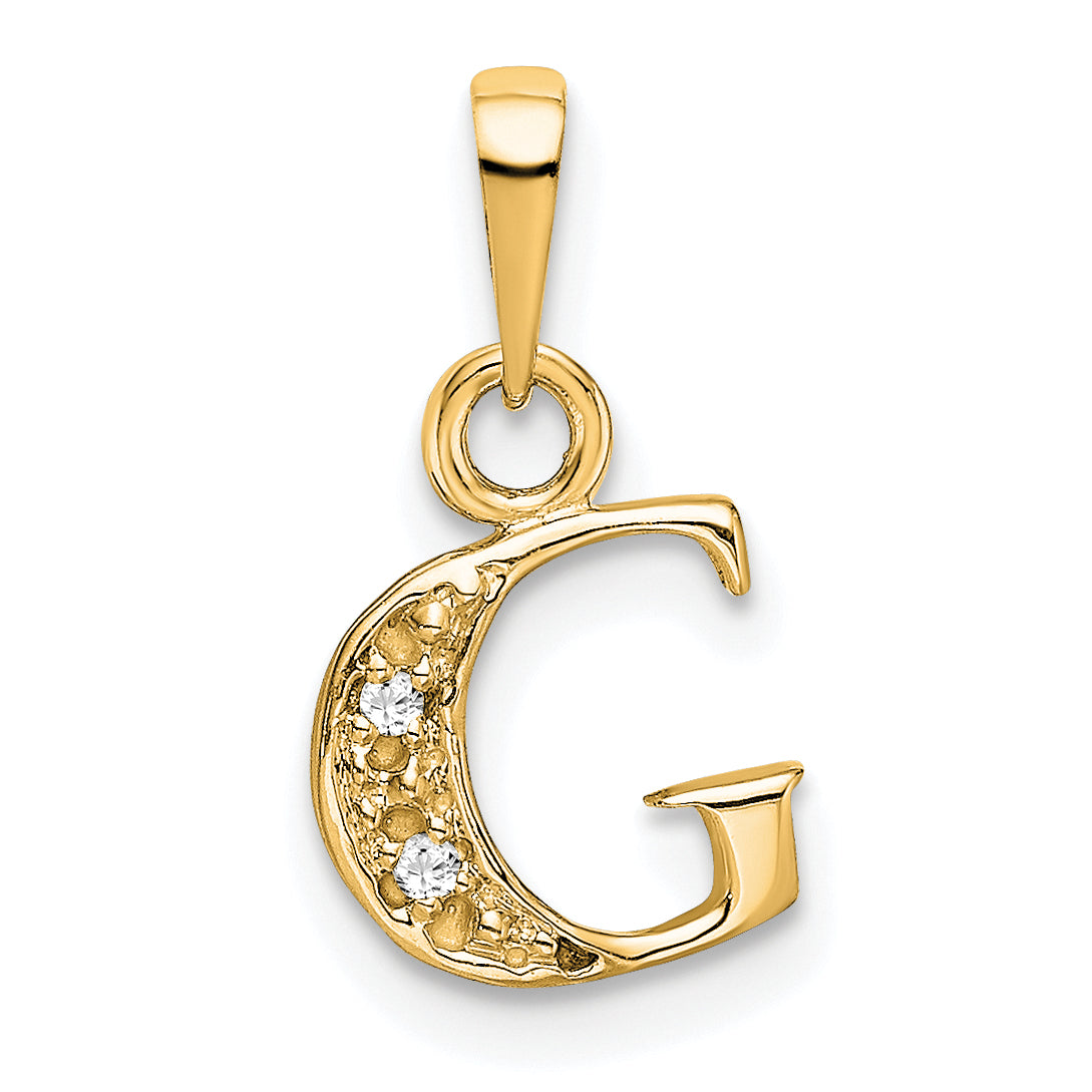 10K and Rhodium Diamond Initial G Charm