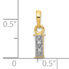 10K and Rhodium Diamond Initial I Charm