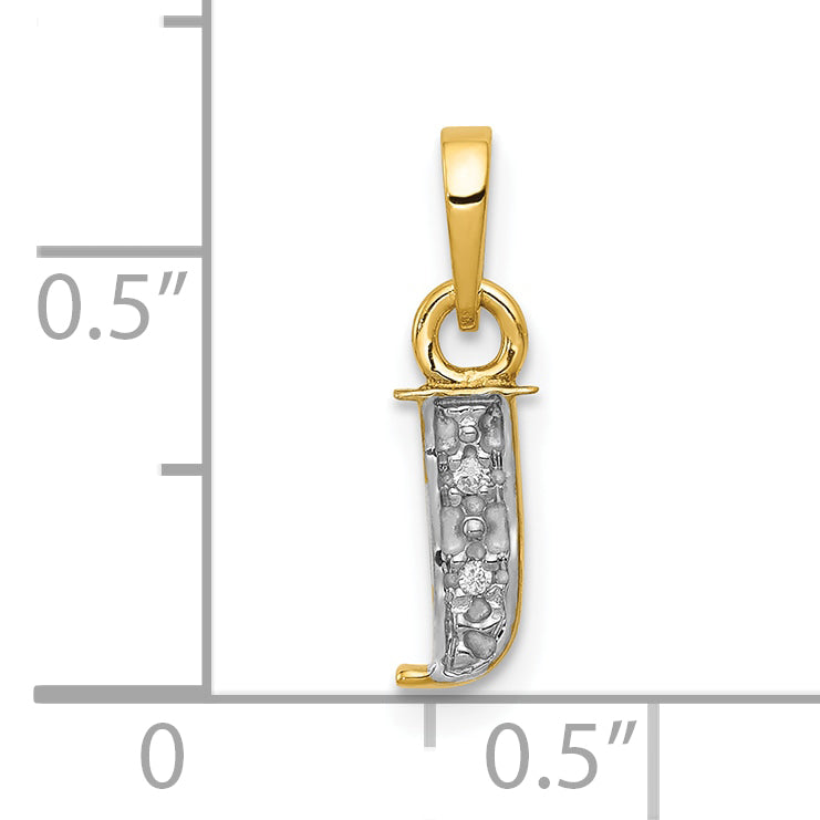 10K and Rhodium Diamond Initial J Charm