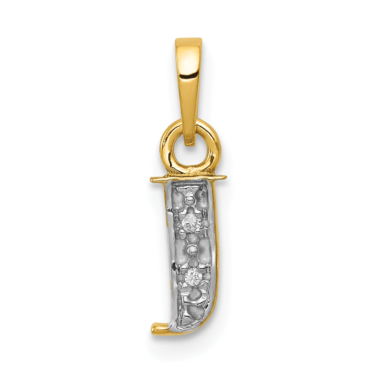 10K and Rhodium Diamond Initial J Charm