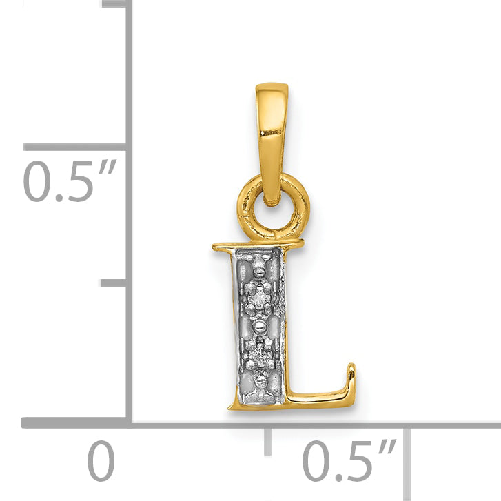 10K and Rhodium Diamond Initial L Charm