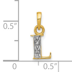 10K and Rhodium Diamond Initial L Charm