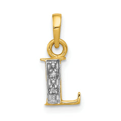 10K and Rhodium Diamond Initial L Charm