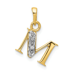 10K and Rhodium Diamond Initial M Charm