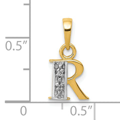 10K and Rhodium Diamond Initial R Charm