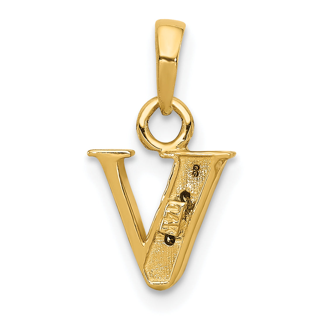 10K and Rhodium Diamond Initial V Charm