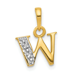 10K and Rhodium Diamond Initial W Charm