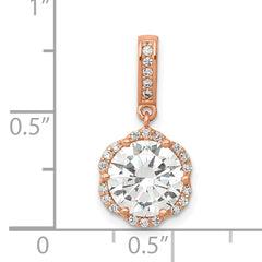 10K Rose Gold CZ Pendant with Polished Finish & Prong Set Stones