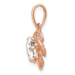 10K Rose Gold CZ Pendant with Polished Finish and Elegant Design