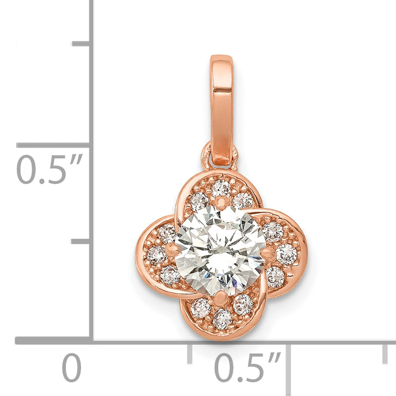 10K Rose Gold CZ Pendant with Polished Finish and Elegant Design