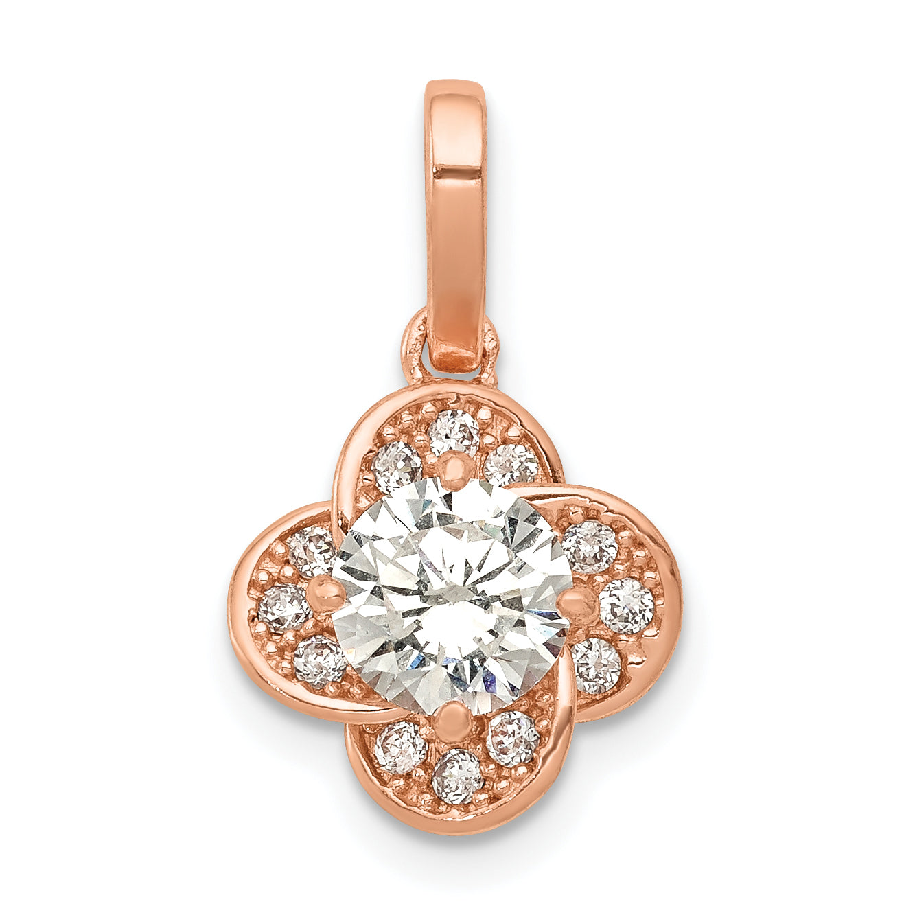 10K Tiara Collection Rose Gold Polished CZ Pendant