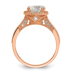 10K Tiara Collection Rose Gold Polished CZ Ring