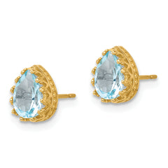 10k Tiara Collection 8mm Polished Pear Sky Blue Topaz Earrings