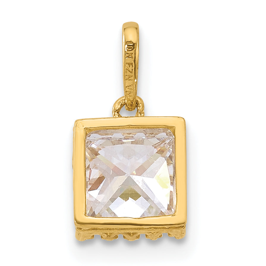 10k Tiara Collection Polished Square CZ Pendant