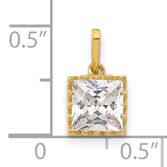 10k Tiara Collection Polished Square CZ Pendant