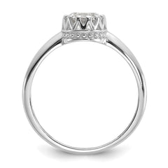 10k Tiara Collection White Gold Polished CZ Ring