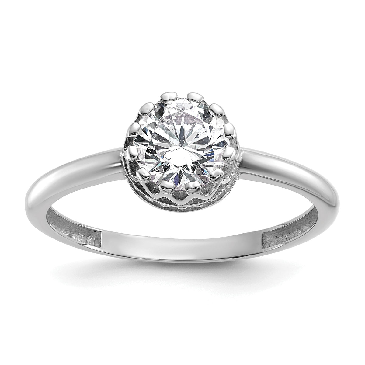 10k Tiara Collection White Gold Polished CZ Ring