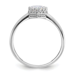 10k Tiara Collection White Gold Polished Heart CZ Ring