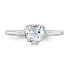 10k Tiara Collection White Gold Polished Heart CZ Ring