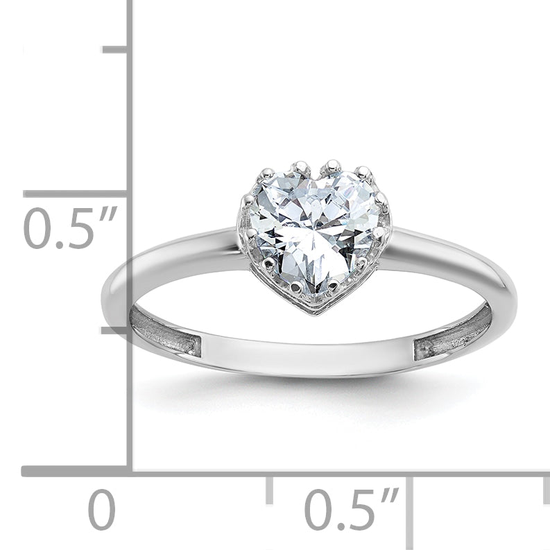 10k Tiara Collection White Gold Polished Heart CZ Ring