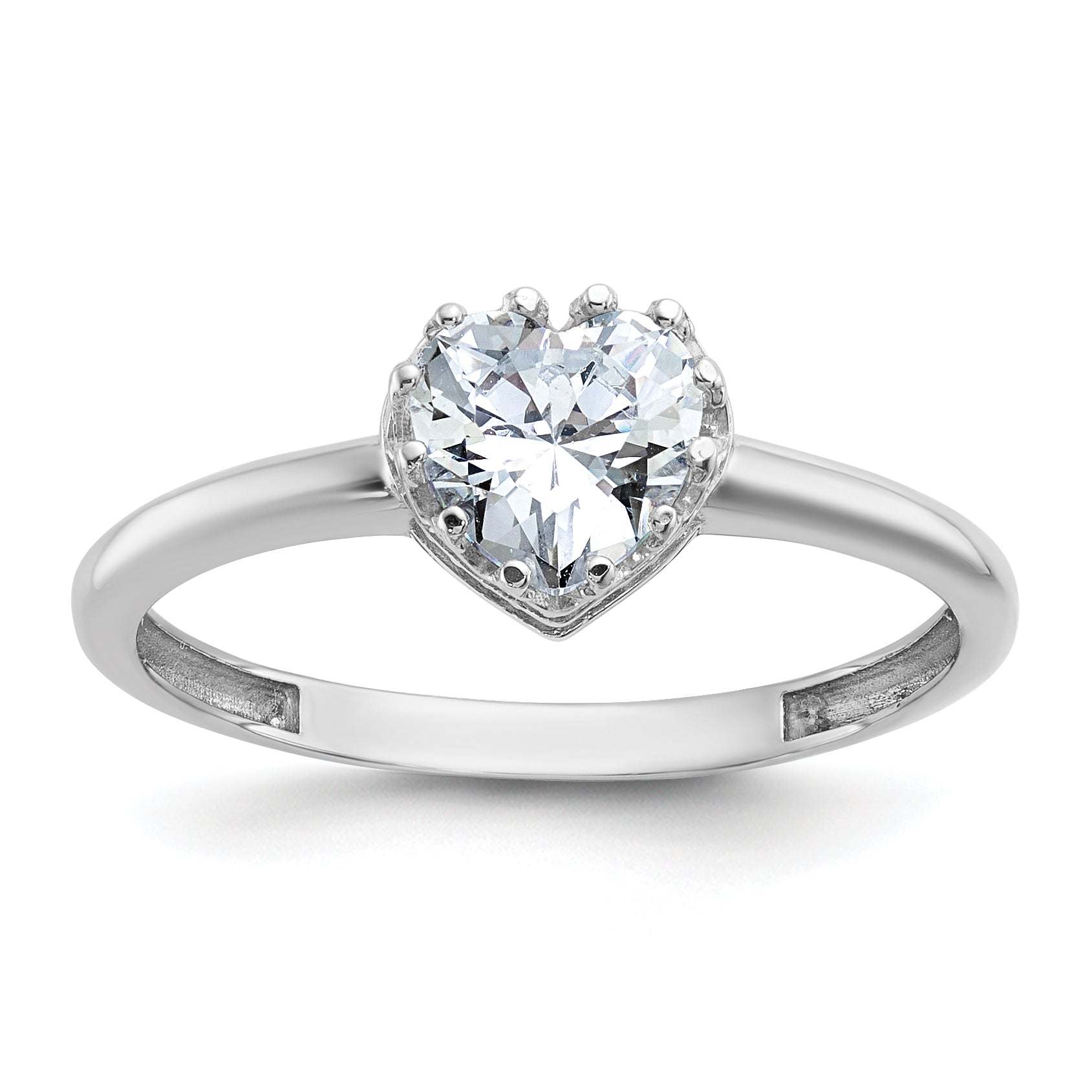 10k Tiara Collection White Gold Polished Heart CZ Ring