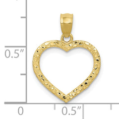 10K Polished & Textured Cut-out Heart Pendant