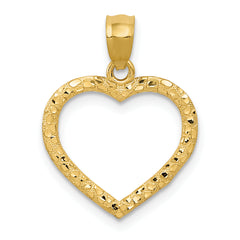 10K Polished & Textured Cut-out Heart Pendant