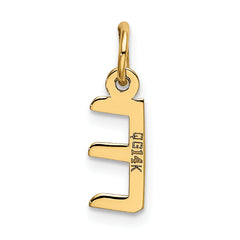 10k Small Slanted Block Initial E Charm