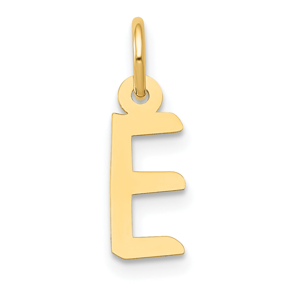 10k Small Slanted Block Initial E Charm