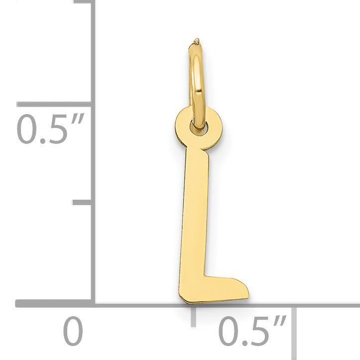 10k Small Slanted Block Initial L Charm