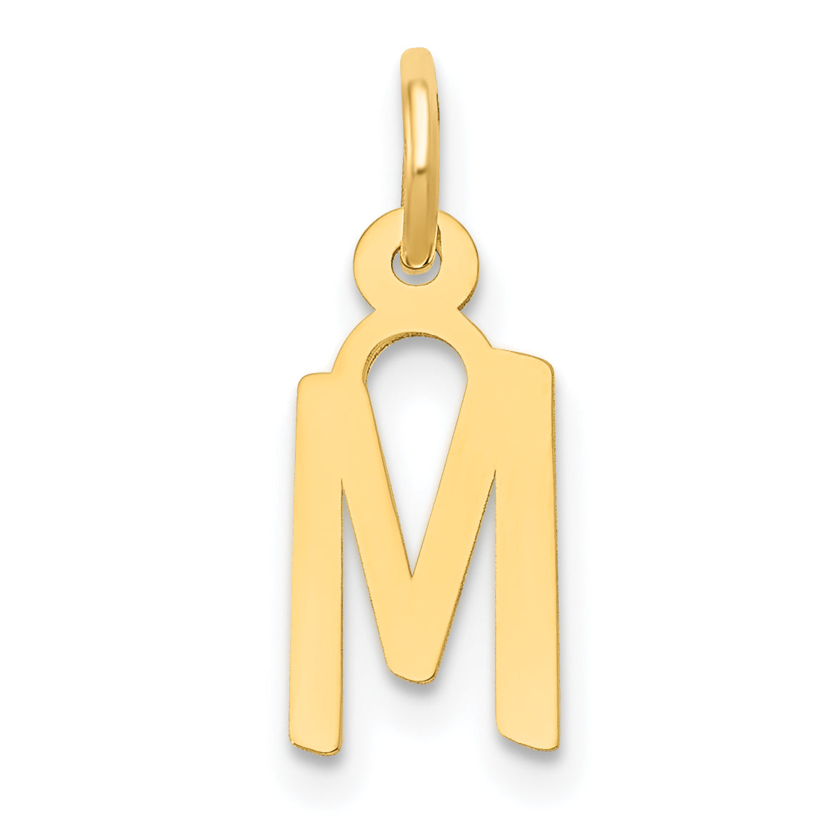 10k Small Slanted Block Initial M Charm