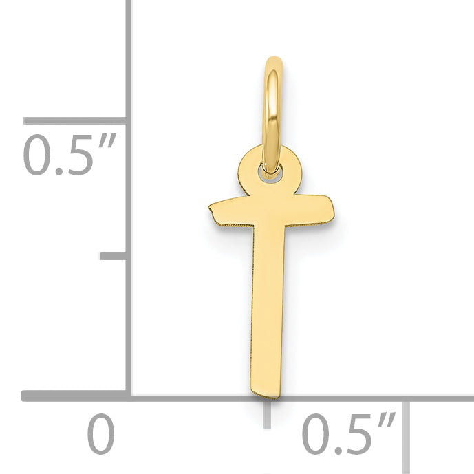 10k Small Slanted Block Initial T Charm