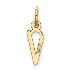 10k Small Slanted Block Initial V Charm