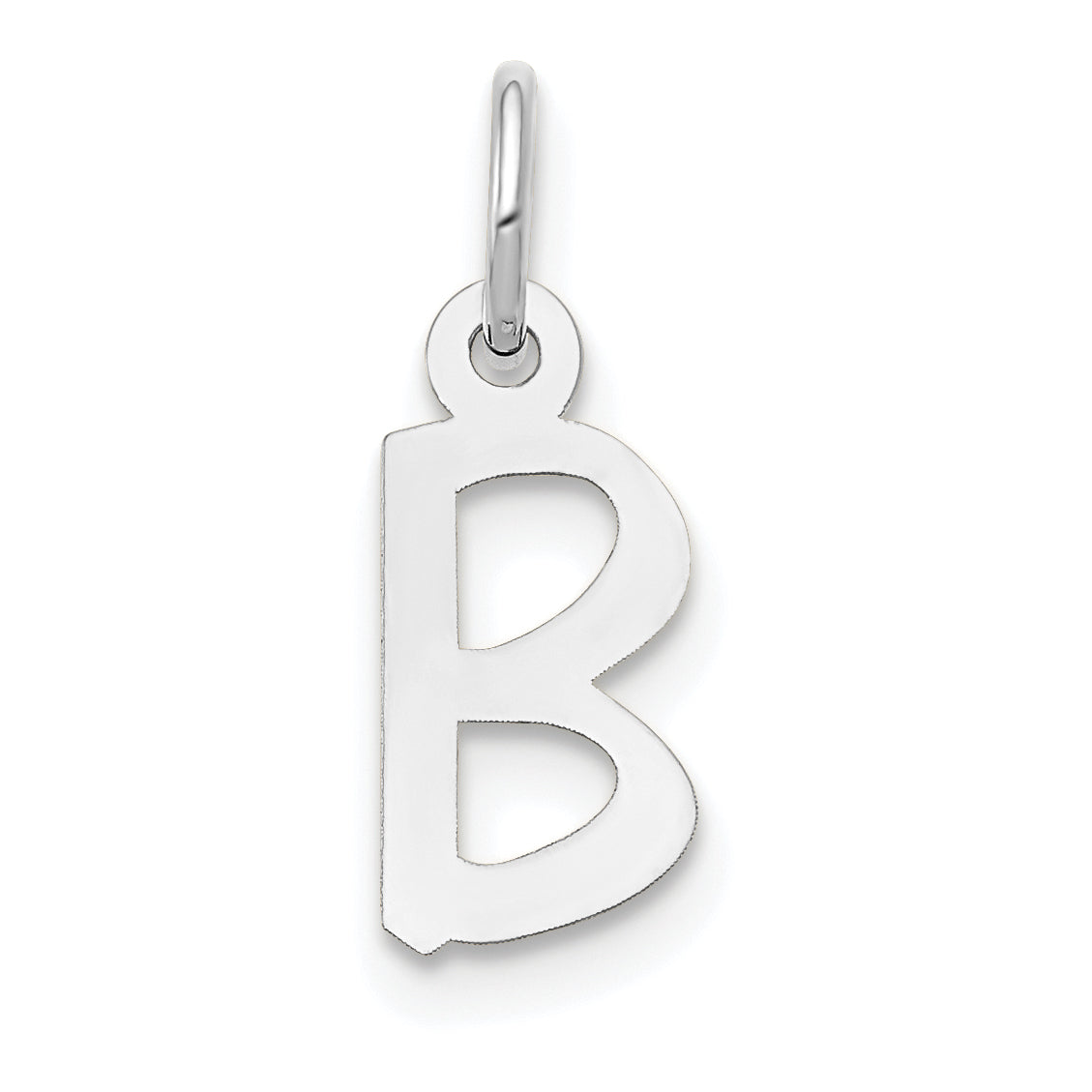 10k White Gold Small Slanted Block Initial B Charm