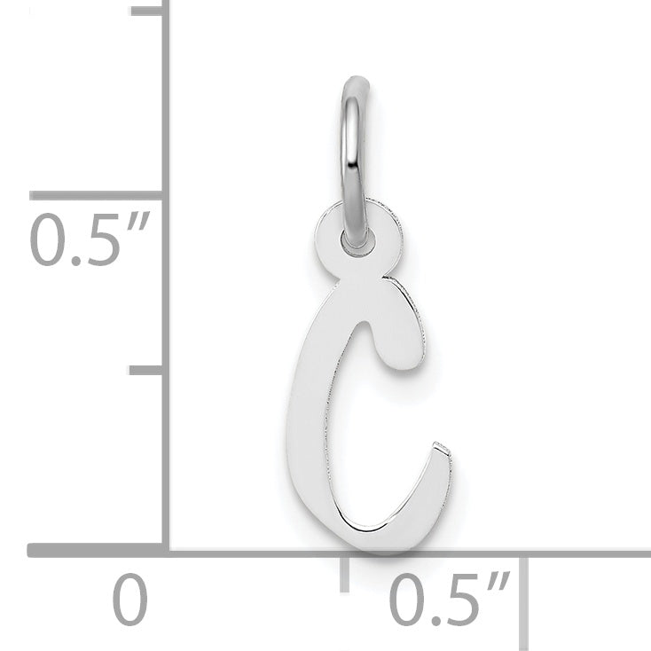 10k White Gold Small Slanted Block Initial C Charm