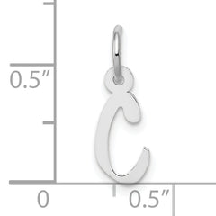 10k White Gold Small Slanted Block Initial C Charm